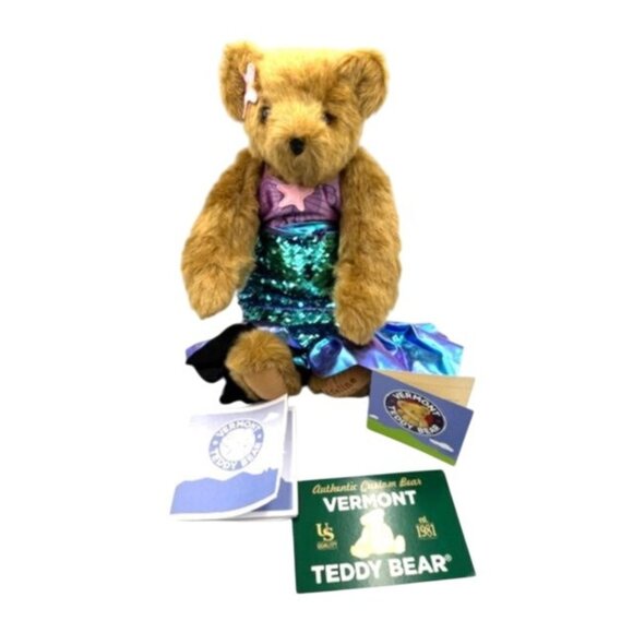 NWT Vermont Teddy Bear Mermaid Plush Bear "Adeline 2022" Brown 15" Authentic - Picture 5 of 13